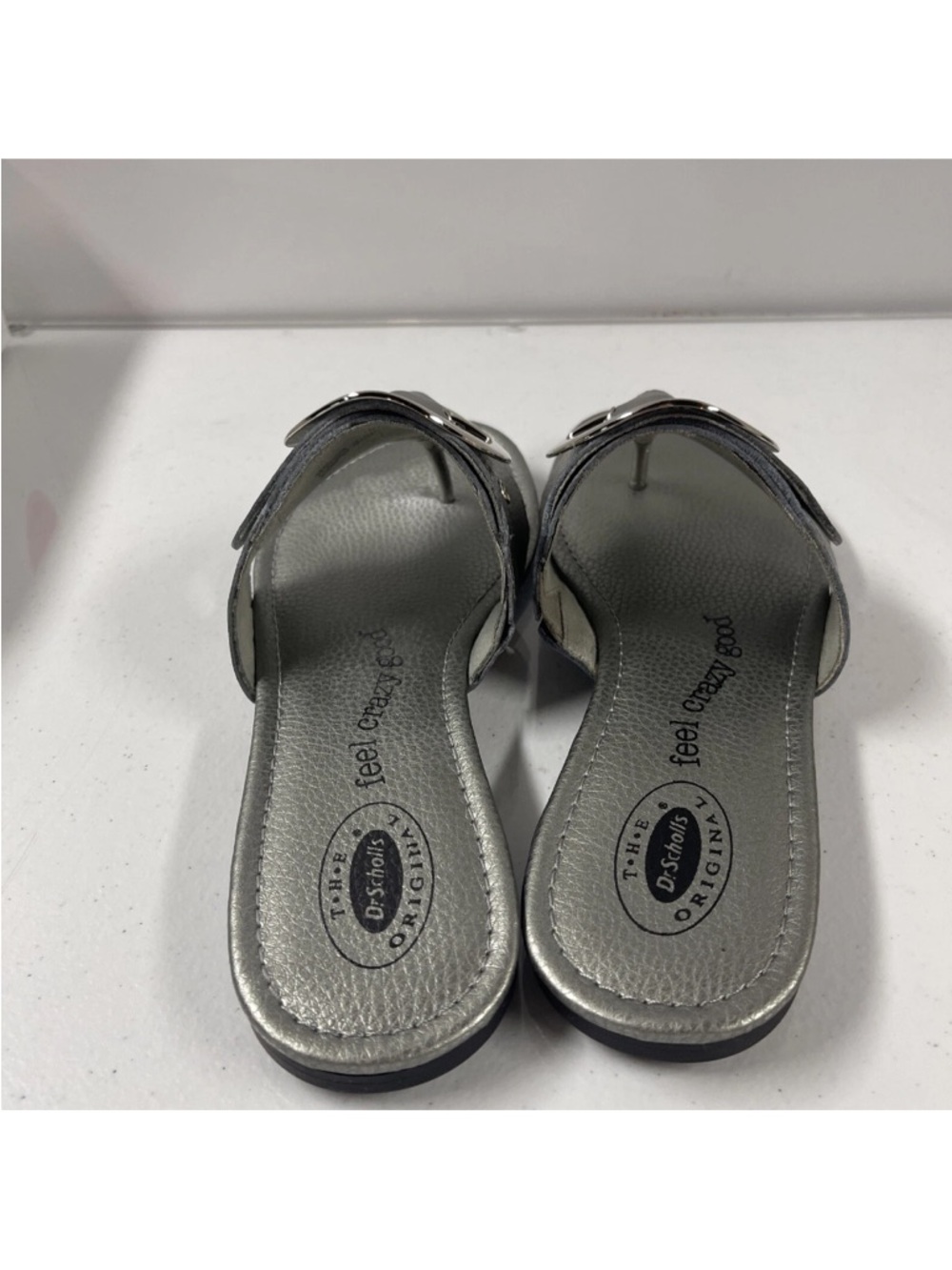 DR SCHOLL’S Feel Crazy Good ZODIAC Metallic Pewter/Silver Thong Sandals - Picture 4 of 11